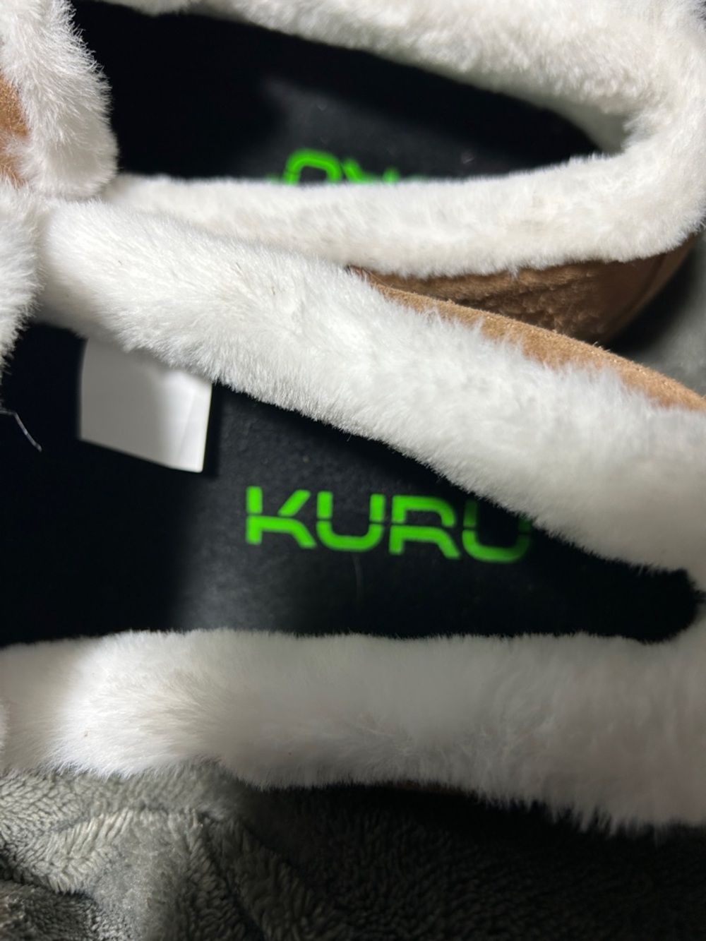 KURU Women’s Chestnut Suede ‘Loft’ Slippers W/Gum Soles & Faux Fur Trim, Sz 9 - Picture 6 of 8